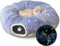 Under Christmas Tree Large Cat Tunnels Bed Tube for Indoor Cats Glows in The Dark Cat Tunnel with Cushion and Plush Ball Toy Toys for Dog Puppy Kitten Rabbit Bunnies Ferret Pet Blue by Unknown