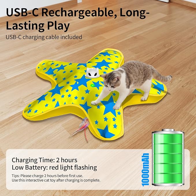 Interactive Cat Toys for Indoor Cats with Moving Concealed Feathers | Rechargeable Automatic Cat Toy, 3-Mode Touch Activated Kitten Toys, Hide and Seek Toy for Indoor Bored Adult Cats & Kittens - Image 5