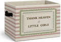 Girls Room Storage Bins Box, Heartfelt Saying Collapsible Organizer Basket | sweet soft cottage storage box basket for books clothes, pink striped organizer for nursery bedroom playroom, 10x14 in by Unknown