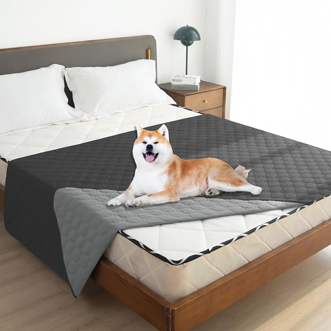 gogobunny 100% Double Sided Waterproof Dog Blanket Soft Pet Bed Cover Reversible Protect Furniture Couch Sofa Car for Puppy Large Dog Cat (Dark Charcoal/Light Charcoal, 52x82 Inch (Pack of 1)) - Image 4