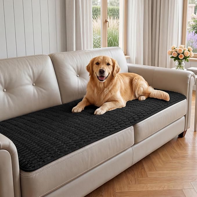 Foxdecor Couch Cover for Dogs Sofa Covers Non Slip Couch Pad Pet Friendly | Pet Couch Covers Washable Sofa Protector, Furniture Cover Couch Seat Protector for Living Room, Black 58x82 Inch by Unknown
