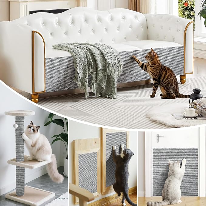 cat Scratch Furniture Protector (Light Grey,78.7x15.8Inch) | Self-Adhesive , Trimmable , Anti-Scratch for Couch & Carpet Corners,Protects Furniture from Indoor Cats - Image 5