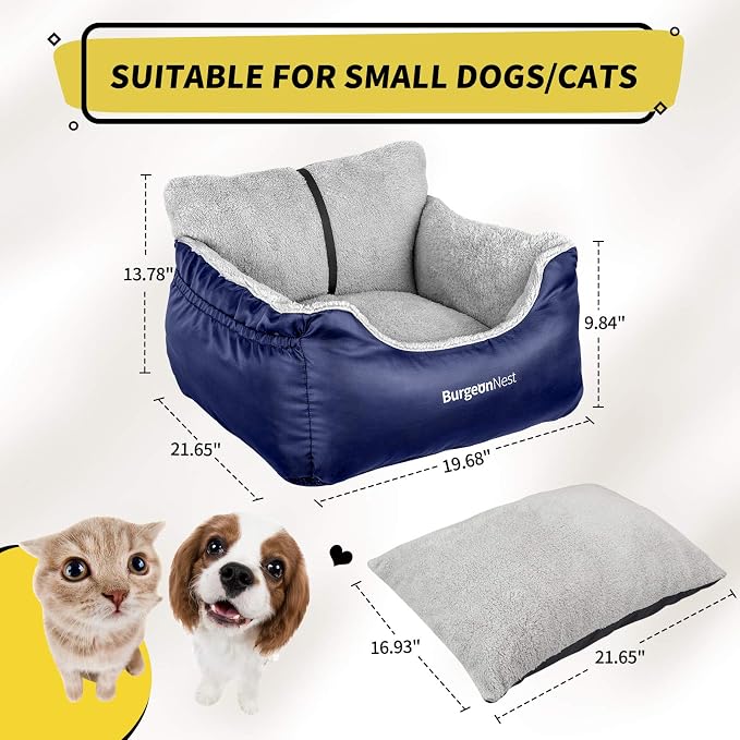 BurgeonNest Dog Car Seat for Small Dogs & Cats Under 25 lbs, Blue - Image 2