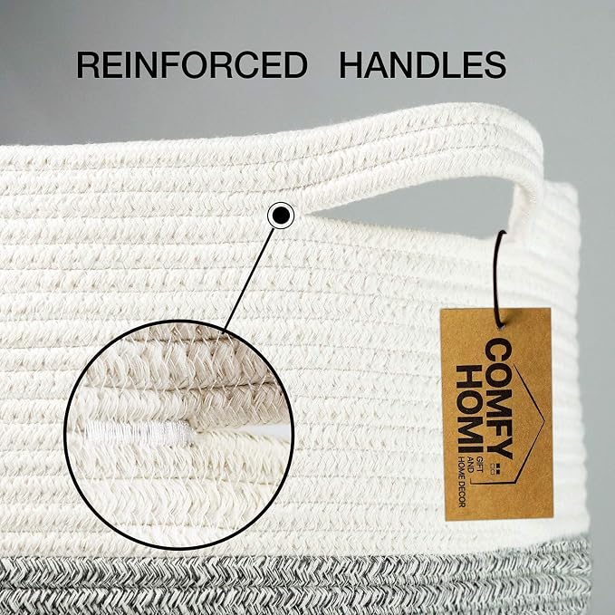 COMFY-HOMI XXXL Large Laundry Basket, Cotton Rope Nursery Woven Basket for Storage, Blanket Baskets Living Room Laundry Hamper, Dog Toy Storage Organizer, Home Decor - Image 4