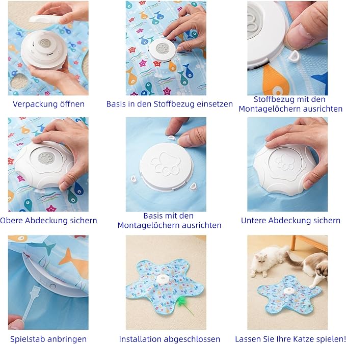 Hide and Seek Interactive Cat Toys, Puzzle Motion Activated for Indoor Cats | Cat Enrichment & Stimulating, Electronic Design, Moving toy play mat, USB & Battery Powered, 5-Hole, Multi-Cat, Bird Sound - Image 6