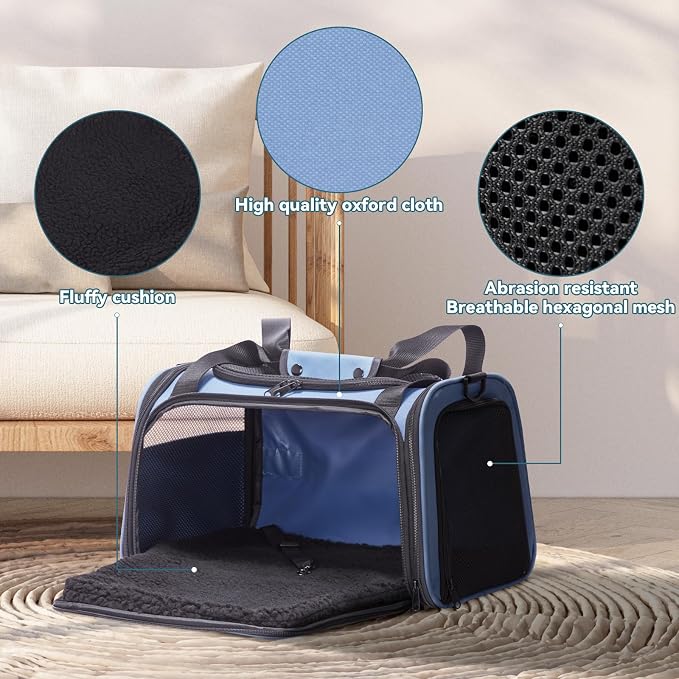 PETSFIT Dog Carrier for Small Dogs, Large, Blue | Soft-sided Pet Carrier, Safety leash included, For Pets Up to 25 Lbs - Image 4