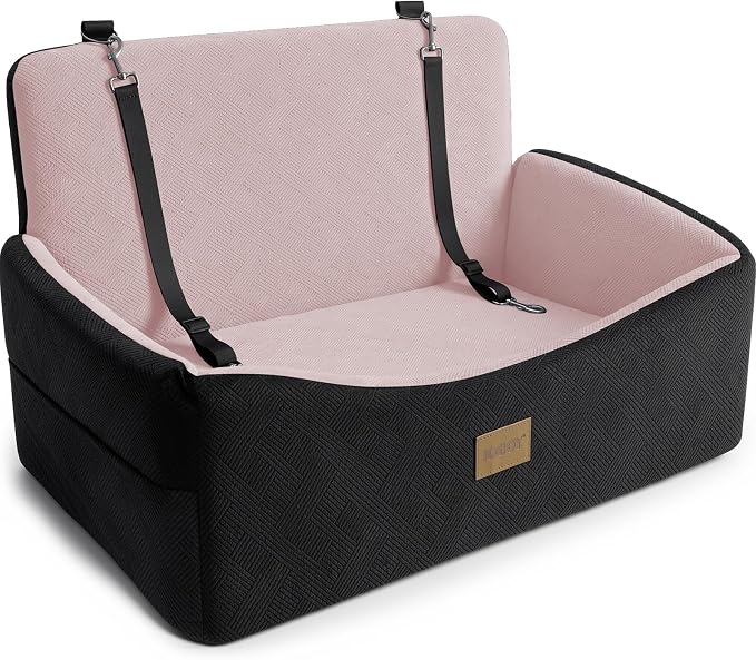 JOEJOY Dog Car Seat for Large Medium Sized Dogs Under 55 lbs, Dog Booster Seat for 2 Small Dogs with Detachable Washable Cover, Memory Foam Pet Car Seat with 2 Safety Belts and Storage Pockets by JOEJOY