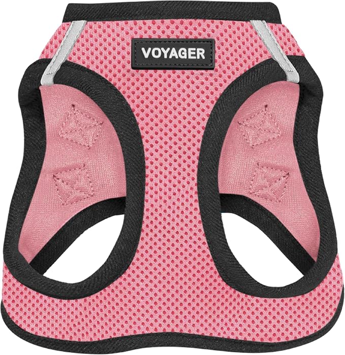 Voyager Step-in Air Dog Vest Harness - Pink/Black Trim, Large | 18- 20.5" in Chest, Reflective Bands, All Weather Breathable Air Mesh, Cats Compatible, Lightweight, Fast Drying by BestPetSuppliesLLC