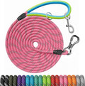 NTR Dog Long Leash, 100FT Recall Training Rope Lead, with 2 Swivel Hooks, Reflective Threads and Soft Rubber Handle, Puppy Leash for Walking, Hunting, Camping for Small Medium Large Dogs-Pink by NTR