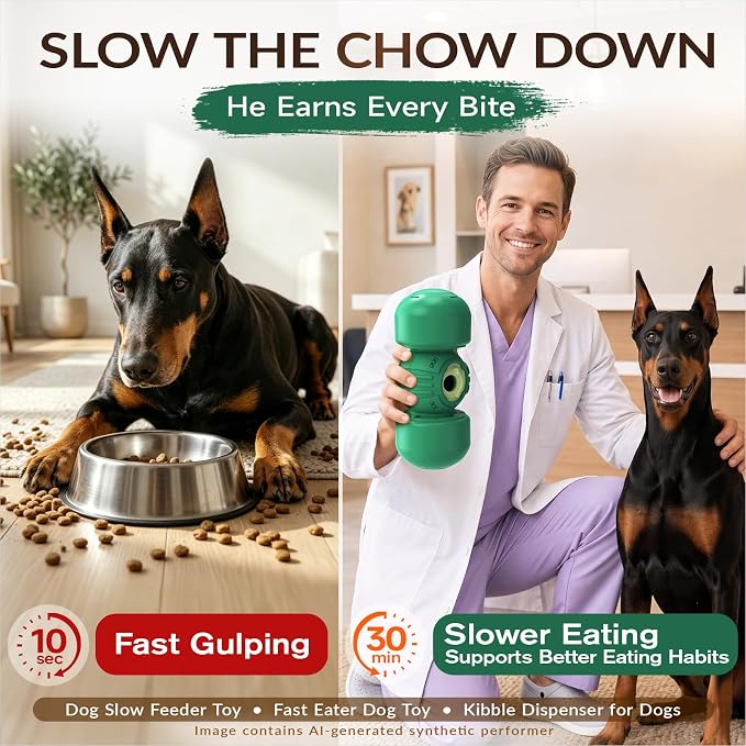 KADTC XL Dog Treat Dispenser Toy, Wobble Giggle Bone for Medium/Large Dogs | Roll-to-feed puzzle feeder: adjustable slow-feeder flow, mental exercise, energy burn, boredom relief, helps lower bloat risk - Image 4