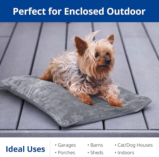 Outdoor Cat Heating Pad, 27.5" x 15.7", 50W, Grey | Water-Resistant Bottom, Adjustable Cushion Loft, Auto Temperature Control, Ideal for Large Cats, Puppies, Garages & Barns - Image 2