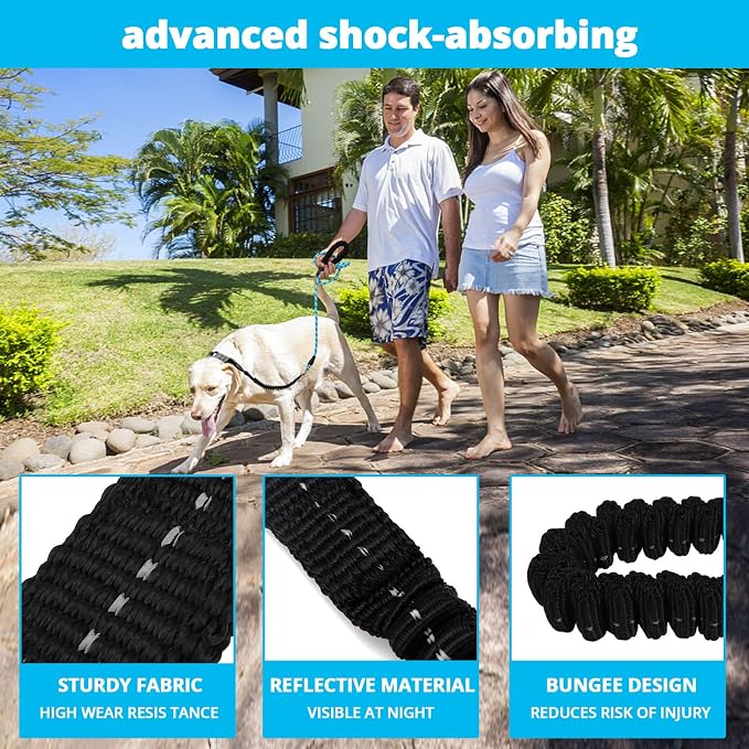 Rope Dog Leash 6 FT: Heavy Duty Leashes with Swivel Lockable Hook Reflective Threads Bungee and Padded Handle - Dog Lead for Large Small Medium Dogs Outside Walking Hiking Blue - Image 4