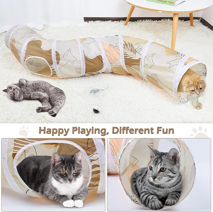 Glittme Cat Tunnel, Cat Tunnels for Indoor Cats, S-Shape Cats Cave with Cat Toys, Foldable Cat Tubes and Tunnels for Cats, Rabbit, Puppy, Guinea Pig | Interactive Bunny Tunnel And Cat Tubes With Crinkle Sounds. Ideal For Kittens, Ferrets And Small Pets... - Image 4