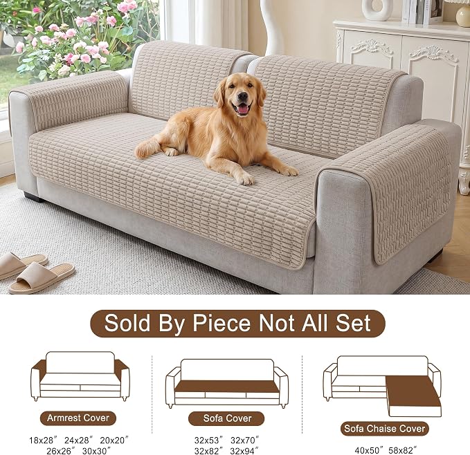 Foxdecor Couch Cover for Dogs Sofa Covers Non Slip Couch Pad Pet Friendly | Pet Couch Covers Washable Sofa Protector, Furniture Cover Couch Seat Protector for Living Room, Brown 58x82 Inch - Image 6