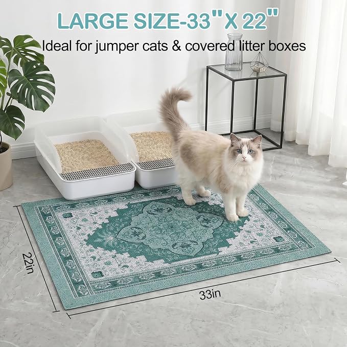 Glittme Cat Litter Mat, 33"x22" Non-Slip Washable Trapping Mat for Cats | Litter Trapping Mat With Thick PVC Coil To Catch Scatter, Soft On Paws And Waterproof Bottom To Protect Floors - Image 6