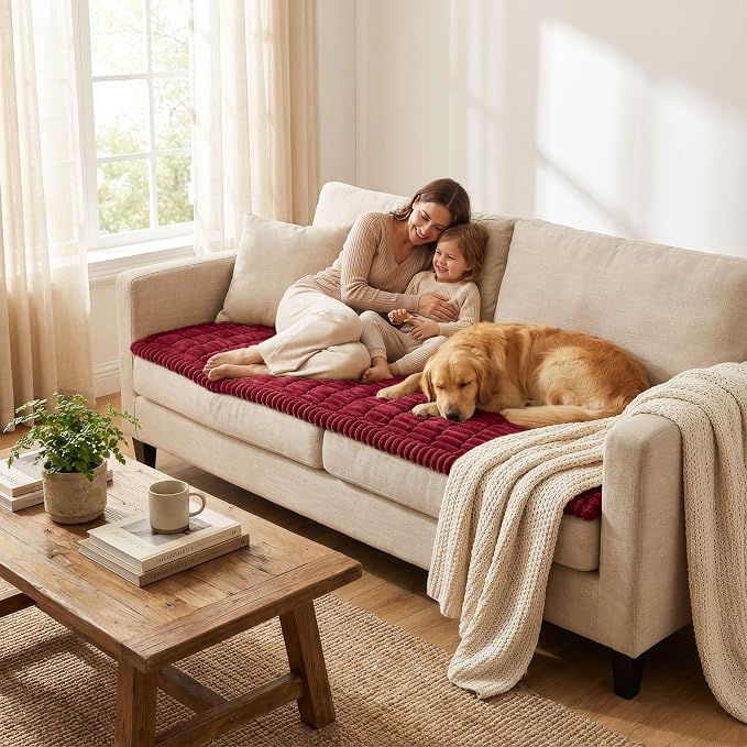 Smiry Couch Cover for Dogs, Non Slip Washable Sofa Protector for Pets | Soft Furniture Cover for Leather & Fabric Couches, Cozy Protect Against Fur, Dirt & Messes, Pet Friendly, 27.6"x82.7" - Image 6