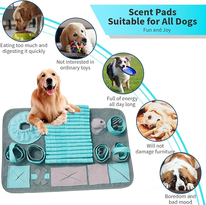 Snuffle Mat for Dogs, Pet Snuffle Mat for Small and Medium Dogs, Interactive Sniff Mat Feeding Mat for Puppies, Slow Feeder Dog Treat Mat for Training and Stress Relief - Image 4