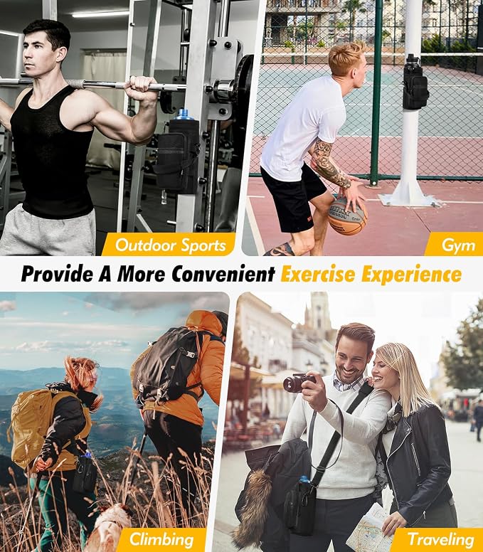 Nuovoware Magnetic Gym Bag, 40oz, Water Bottle Carrier Holder, Black | Adjustable Shoulder Strap, Magnets Magnetic Gym Bag, Bottle Pouch Sling, 2 Pocket, Neoprene Organizer Sleeve - Image 7