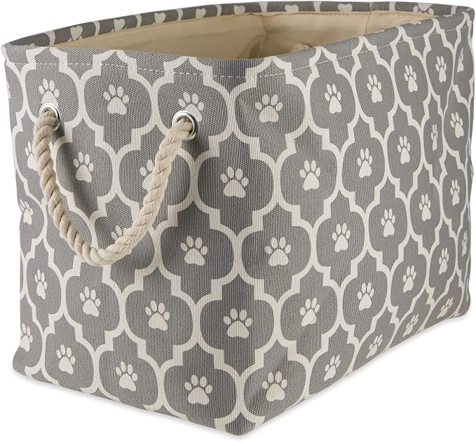 Bone Dry Pet Storage Collection Lattice Paw Print, Gray, Medium Rectangle by BoneDry