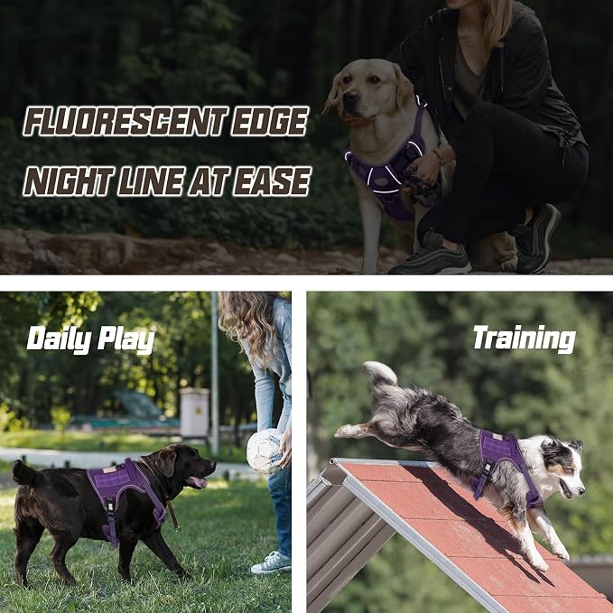 AUROTH Dog Harness for Small Medium Dogs, Tactical No Pull Dog Vest | No Choke, Heavy Duty, Reflective, Military K9, Adjustable, Handle, Easy Control for Walking, Army yellow, Small - Image 5