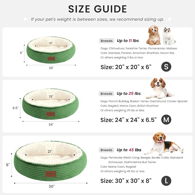 Love's cabin Round Donut Cat and Dog Cushion Bed, 30in Pet Bed for Medium or Large Dogs, Anti-Slip & Water-Resistant Bottom, Soft Durable Fabric Pet Beds, Washable Calming Cat Bed, Light Green - Image 4