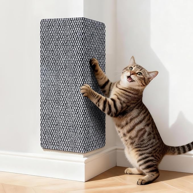 Wall Cat Scratcher for Indoor Cats,Corner Furniture Protector Light Grey | 19.6x9.8" wall corner cat scratcher,Durable scratching board protects door, wall and couch furniture,Easy mount by REFLYING