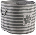 Bone Dry Pet Storage Collection Striped Paw Patch Bin, Large Round, Gray by BoneDry