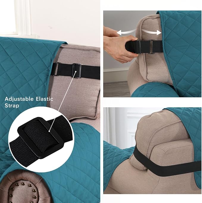 H.VERSAILTEX Reversible Couch Cover Loveseat Cover for 2 Cushion Couch Water Resistant Dog Couch Protector Furniture Cover for Pet Non Slip Loveseat Couch Cover(Oversized Loveseat, Dark Teal/Beige) - Image 4