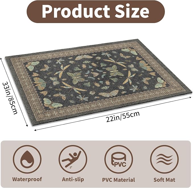 Cat Litter Mat 33" x 22" for Litter Box, Non-Slip Washable Floor Mat with Litter Trapping Design, Scatter Control for Cats and Kittens, Black - Image 2