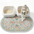 Bienbee Cat Litter Mat, 33" x 22" Large Size Litter Box Mat Rug with Non-Slip Bottom,Urine and Water Proof, Easy to Clean Cat Supplies Essentials for Indoor Kitty Kitten Floor,Pastel Floral L by Bienbee