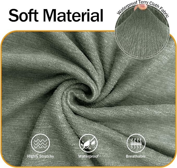 Waterproof Stretch Spandex Chair Sofa Slipcover,Washable Non-Slip Soft Couch Cover with Elastic Bottom, Leakproof Furniture Protector for Kids, Pets, Dogs & Cats (Chair, Green) - Image 5