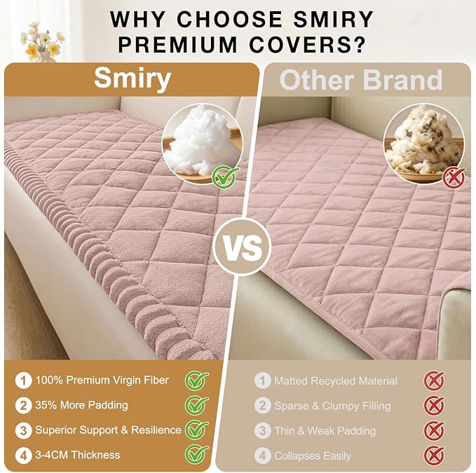 Smiry Non Slip Couch Cover for Dogs, Fuzzy Plush Pet Sofa Protector | Washable Furniture Cover for Large Dogs & Cats, Scratch & Dirt Resistant, For 3 Cushion Couch, Dusty Pink, 27.6"x82.7" - Image 4