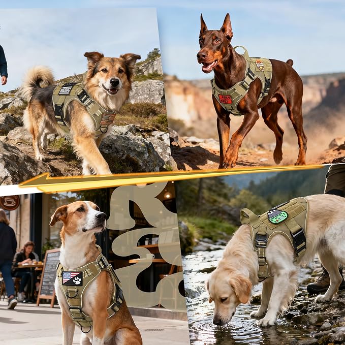 rabbitgoo Tactical Dog Harness X-Large, Heavy Duty Military No Pull Vest | Sturdy Metal Buckles, 5 Adjustments, Molle System, Powerful Pullers for Training, Hunting, Outdoor, Brown Reflex, X-Large - Image 8