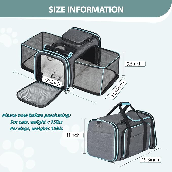 Pesen Expandable Dog and Cat Carrier, Airline Approved, Soft-Sided | Breathable, Collapsible Design with a Larger Expansion Area for Comfortable Travel with Small Dogs, Cats, Rabbits and More - Image 4