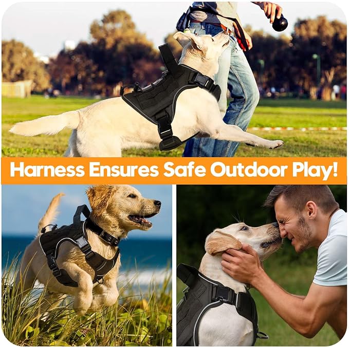 Heavy-Duty Tactical Dog Harness for Large Dogs, No Pull Adjustable Reflective Pet Vest with Molle System, K9 Military-Grade Control for Service Training, Outdoor & 10+ Breeds, Black, Medium - Image 6