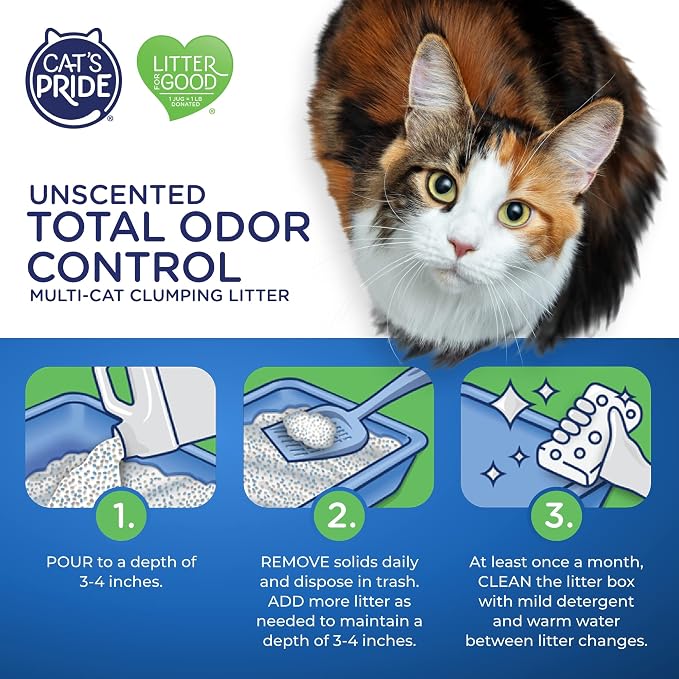 Cat's Pride Max Power: Total Odor Control - Up to 10 Days of Powerful Odor Control - Strong Clumping - Hypoallergenic - 99% Dust Free - Multi-Cat Litter, Unscented, 15 Pounds (Pack of 2) - Image 5