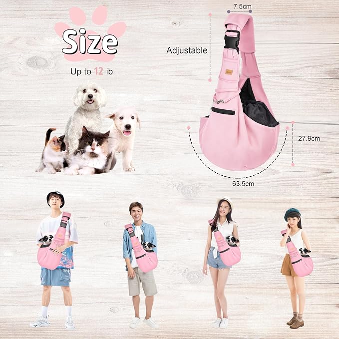 CUBY Dog and Cat Sling Carrier - Hands Free Reversible Pet Papoose Bag - Soft Pouch and Tote Design - Suitable for Puppy, Small Dogs Cats Outdoor - Image 7
