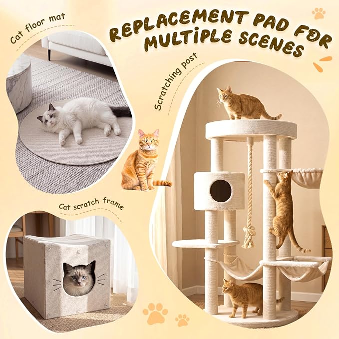 Shinylin 2 Pack Cat Scratch Mat 78.7"x15.8", Beige | Self-Adhesive Trimmable Cat Scratching Carpet, DIY Cat Scratch Pad for Couch Sofa Wall Cats Tree, Durable Furniture Protector - Image 6
