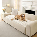 OTOB All Seasons Sofa Covers for 3 Cushion Couch Washable, Geometric Jacquard Fuzzy Non-Slip Pet Couch Cover, Kids Pet Friendly Soft Plush Sofa Slipcovers Dog Bed Mats (Off White, 27.6" x 70.9") by OTOB