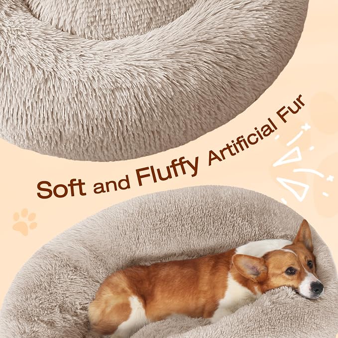 JOLLYVOGUE Dog Bed, Calming Anti-Anxiety Large Dog Bed, Fluffy Donut Cushion for Medium and Large Pets (27"/30"/36") - Image 3