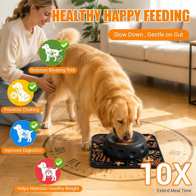 Large Dog Lick Bowl with Rolling Ball, 500ML Slow Feeder Bowl with Lick Mat | 2 In 1 Anti-Slip Silicone Dog Lick Bowl for Liquid and Thick Treat, Anxiety Relief & Interactive - Image 6