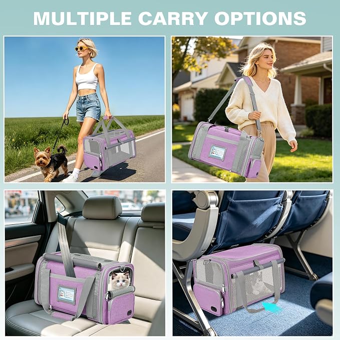Cat Carrier Airline Approved Privacy Portable Top Load Pet Travel Bag | Soft Sided Pet Carriers for Small Cats Dogs Puppy up to 16 Lbs,Collapsible,Zipper Lock,Luggage Sleeve,2 Storage,Washable - Image 9