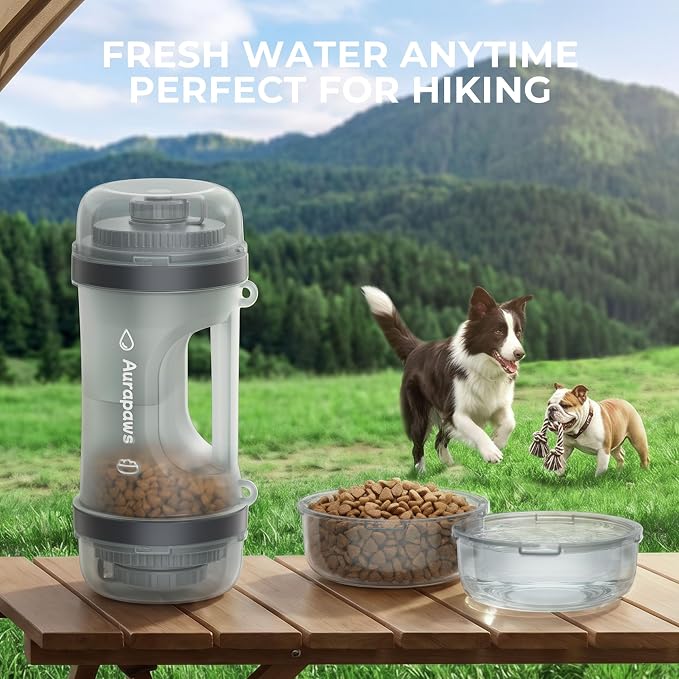 33.5oz Portable Dog Water Bottle for Travel Hydration&Food Feeder | 13.5oz Food Storage, 13.5oz Water Dispenser Bowl, 6.5oz Food Container, Leak-Proof, for All Breeds, Outdoor, Walking, Hiking - Image 6