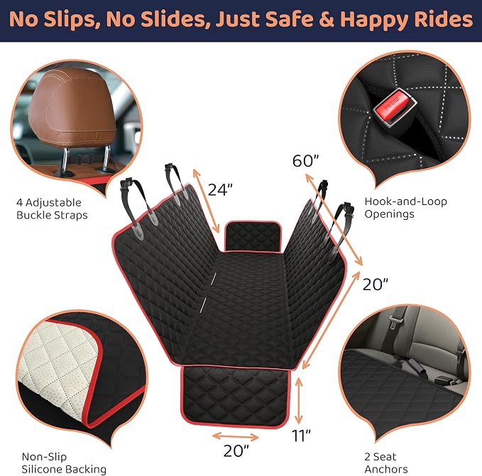 Petloox XL Dog Car Seat Cover for Back Seat, Waterproof Hammock for Car, SUV & Truck, Non-Slip Backseat Cover for Dogs, Heavy-Duty Dog Hammock Style Seat Protector Pets, Easy to Install & Clean - Image 4