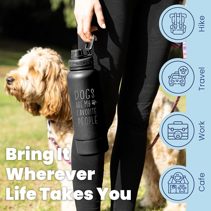 Rubyloo Dog Water Bottle w/Detachable Bowl for Dog Lovers, Favorite People | 32oz Insulated Stainless Steel Bottle, 8oz Detachable Bowl, Leak-Proof Lid, BPA-Free, Hiking, Walking, Travel, Gift - Image 3