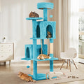 57inch Large Cat Tree Tower Condo for Indoor Cats, Soft Plush Multi-Level Climbing Tree Cat House with Cat Cave, Scratching Post, More Entrance/Exit, Sisal Rope, Light Blue by TSCOMON