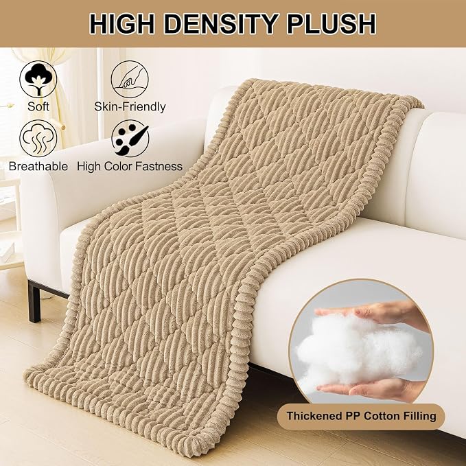 Smiry Couch Cover for Dogs Washable, Non Slip Fuzzy Pet Sofa Protector | Soft Thick Furniture Cover for Sofa, Loveseat and Sectional, Scratch & Pet Hair Resistant (Khaki, 27.6" x 70.9") - Image 9