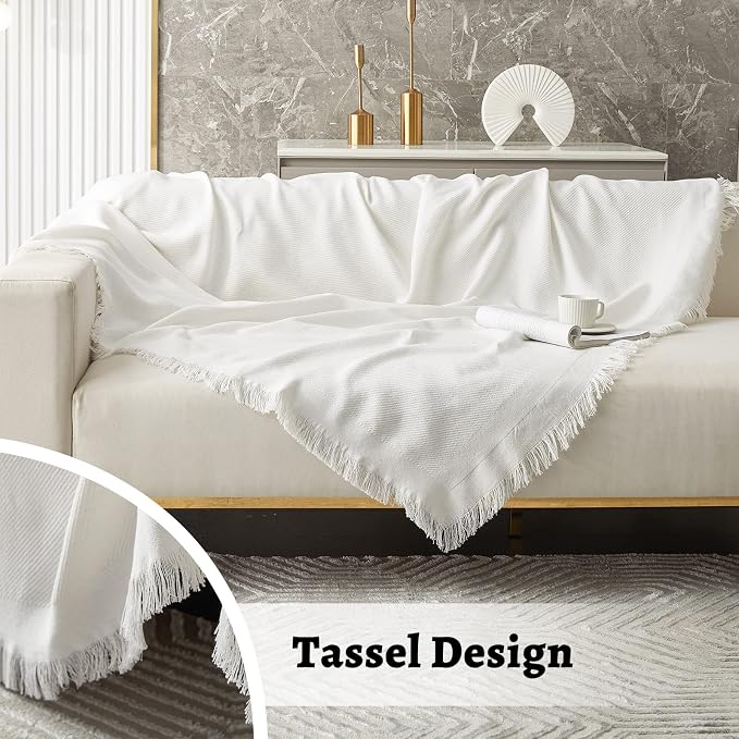 MYSKY HOME Geometrical Sofa Covers, Sectional Couch Covers for 2 Cushion Couch Couch Cover Living Room Sofa Throws Sofa Slipcovers for Pets, Kids (Large, 71" x 102", White) - Image 6