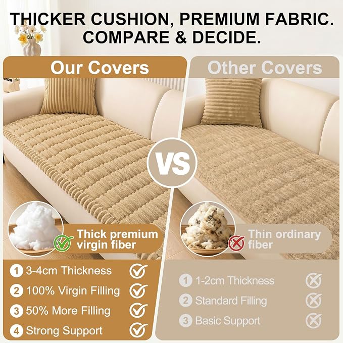 Smiry Couch Cover for Dogs, Non Slip Washable Sofa Protector for Pets | Soft Furniture Cover for Leather & Fabric Couches, Cozy Protect Against Fur, Dirt & Messes, Pet Friendly, 35.4"x35.4" - Image 4