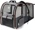 Cat Carrier Backpack, Expandable Pet Carrier with Sun Shade & Full Front Opening, Breathable Mesh Backpack for Small Dogs & Medium Cats Up to 18 Lbs, Foldable for Hiking, Camping (Grey) by LEKEBOBOR